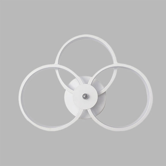 White Finish 3-Ring Sconce Light Fixture Minimalist LED Acrylic Wall Mounted Lamp in Warm/White Light Clearhalo 'Modern wall lights' 'Modern' 'Wall Lamps & Sconces' 'Wall Lights' Lighting' 733346