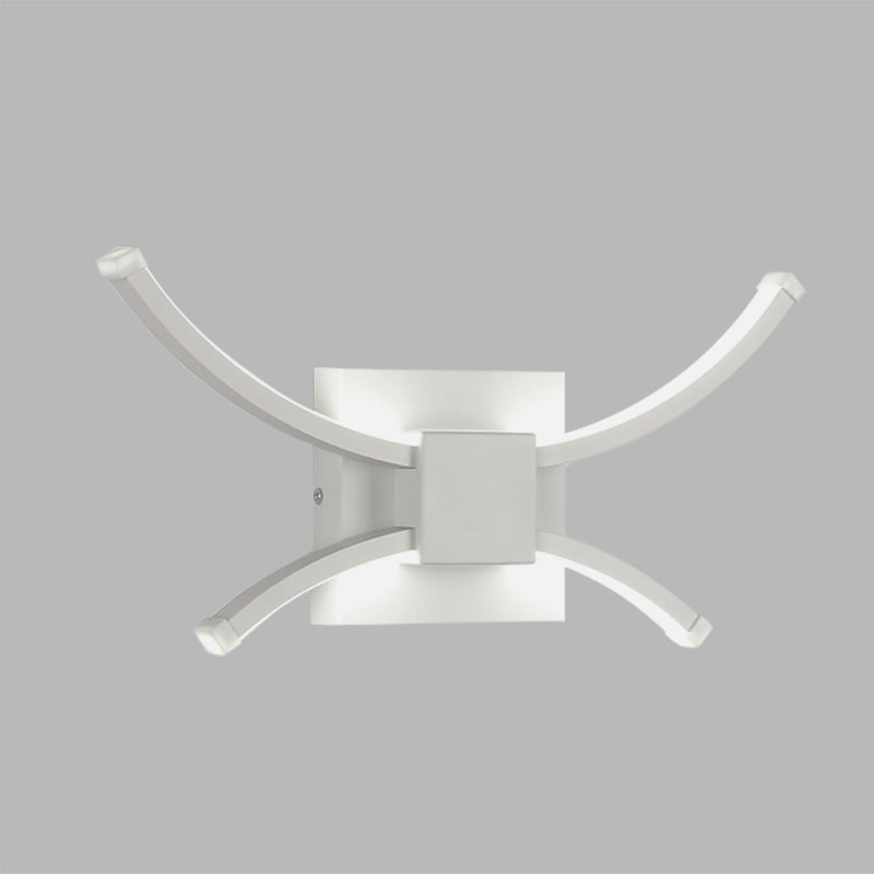 White Square and Curved Linear Wall Light Modernist LED Metallic Wall Mount Sconce in Warm/White Light Clearhalo 'Cast Iron' 'Glass' 'Industrial' 'Modern wall lights' 'Modern' 'Tiffany' 'Traditional wall lights' 'Wall Lamps & Sconces' 'Wall Lights' Lighting' 733351