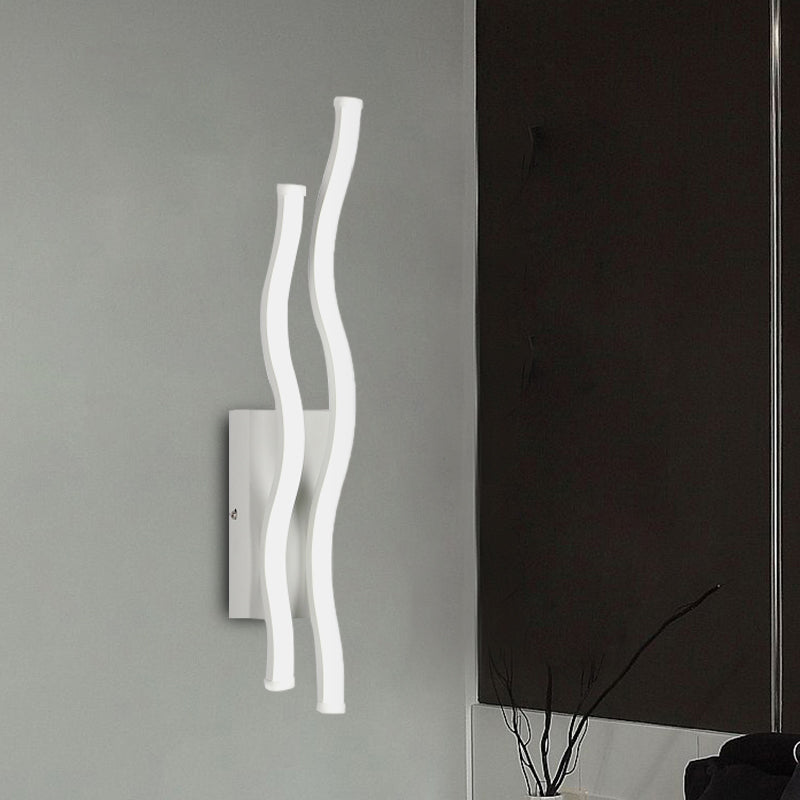 Acrylic 2-Waving Linear Sconce Lighting Simple LED White Wall Lamp Fixture in Warm/White Light White Clearhalo 'Modern wall lights' 'Modern' 'Wall Lamps & Sconces' 'Wall Lights' Lighting' 733353