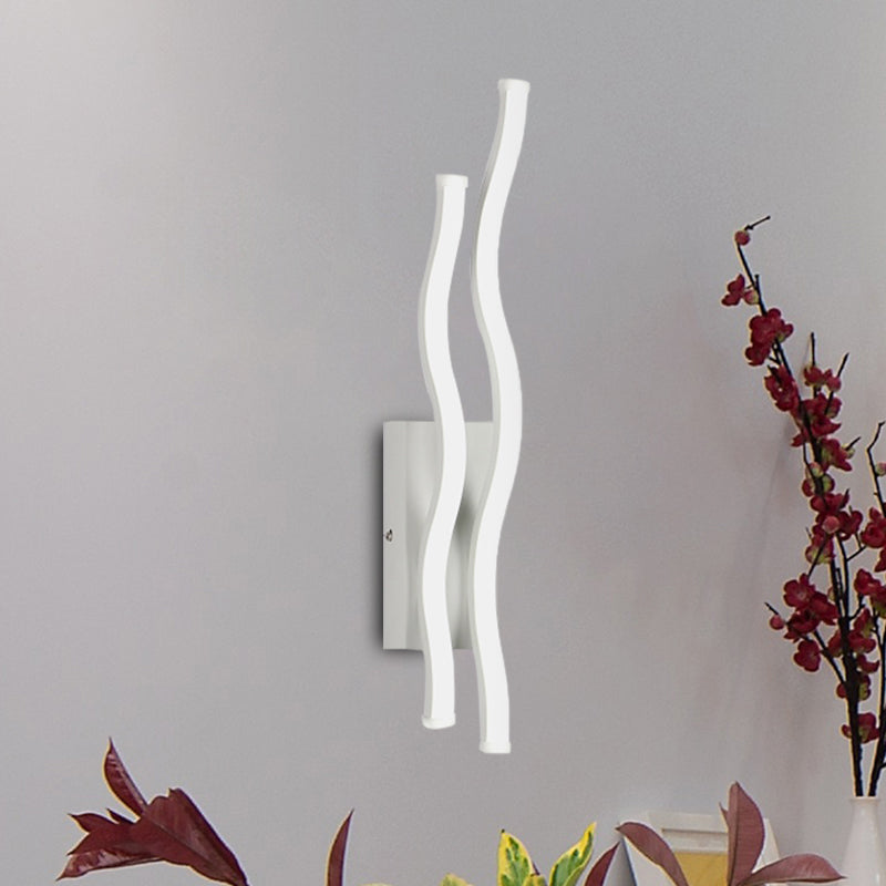 Acrylic 2-Waving Linear Sconce Lighting Simple LED White Wall Lamp Fixture in Warm/White Light Clearhalo 'Modern wall lights' 'Modern' 'Wall Lamps & Sconces' 'Wall Lights' Lighting' 733354
