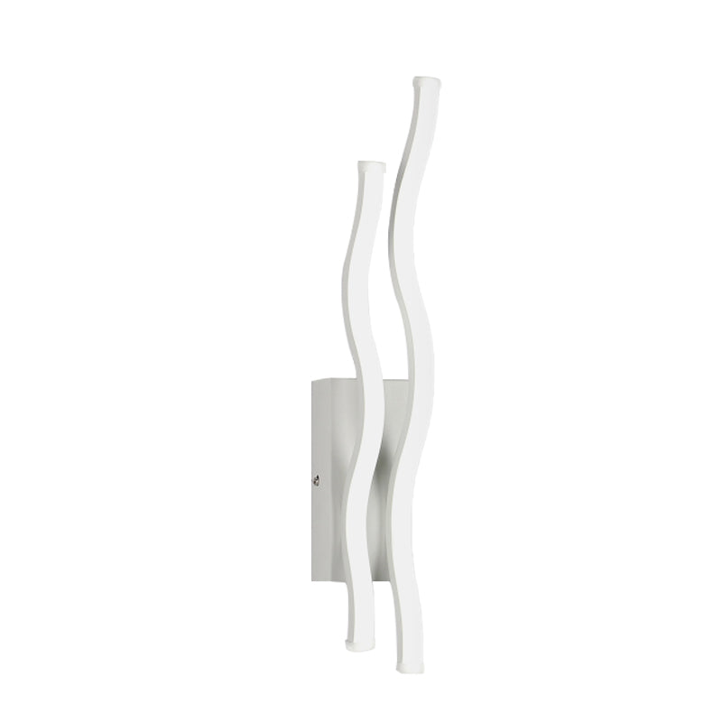 Acrylic 2-Waving Linear Sconce Lighting Simple LED White Wall Lamp Fixture in Warm/White Light Clearhalo 'Modern wall lights' 'Modern' 'Wall Lamps & Sconces' 'Wall Lights' Lighting' 733355