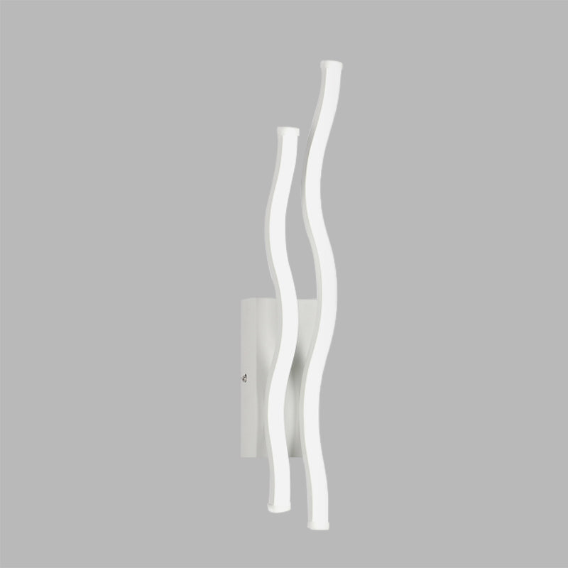 Acrylic 2-Waving Linear Sconce Lighting Simple LED White Wall Lamp Fixture in Warm/White Light Clearhalo 'Modern wall lights' 'Modern' 'Wall Lamps & Sconces' 'Wall Lights' Lighting' 733356