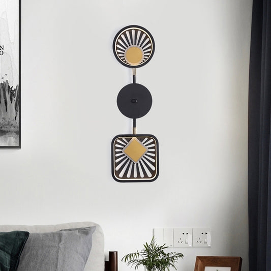 Sector Shape Living Room Wall Light Metallic LED Contemporary Wall Mount Sconce in Black Black Clearhalo 'Cast Iron' 'Glass' 'Industrial' 'Modern wall lights' 'Modern' 'Tiffany' 'Traditional wall lights' 'Wall Lamps & Sconces' 'Wall Lights' Lighting' 733373
