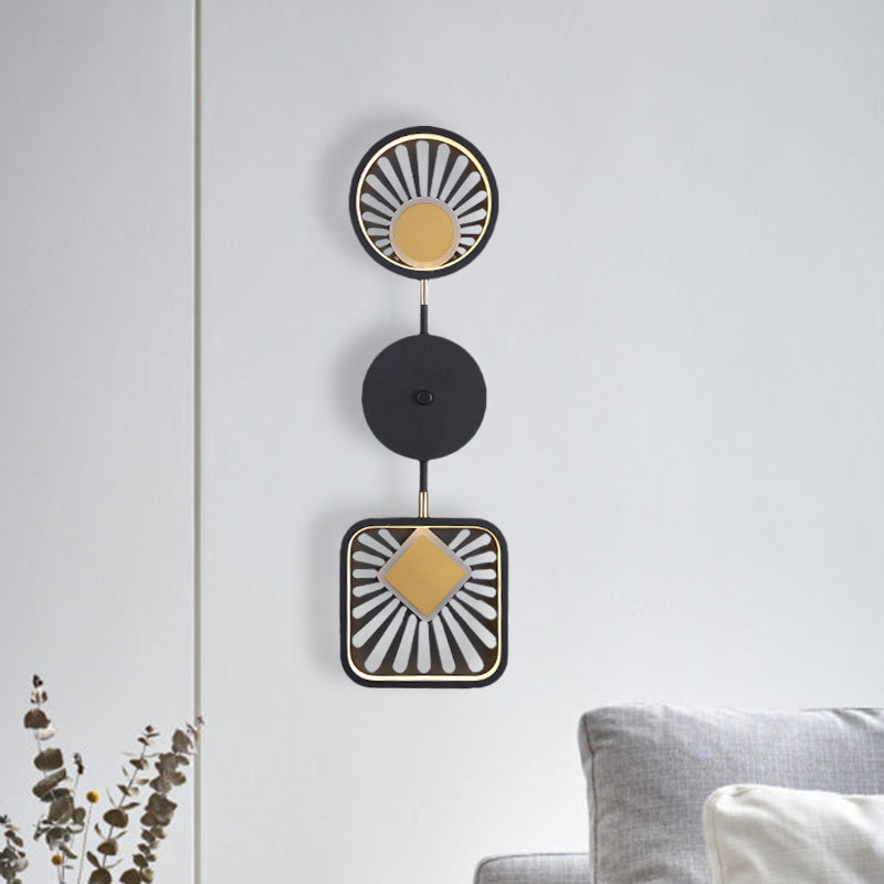 Sector Shape Living Room Wall Light Metallic LED Contemporary Wall Mount Sconce in Black Clearhalo 'Cast Iron' 'Glass' 'Industrial' 'Modern wall lights' 'Modern' 'Tiffany' 'Traditional wall lights' 'Wall Lamps & Sconces' 'Wall Lights' Lighting' 733374