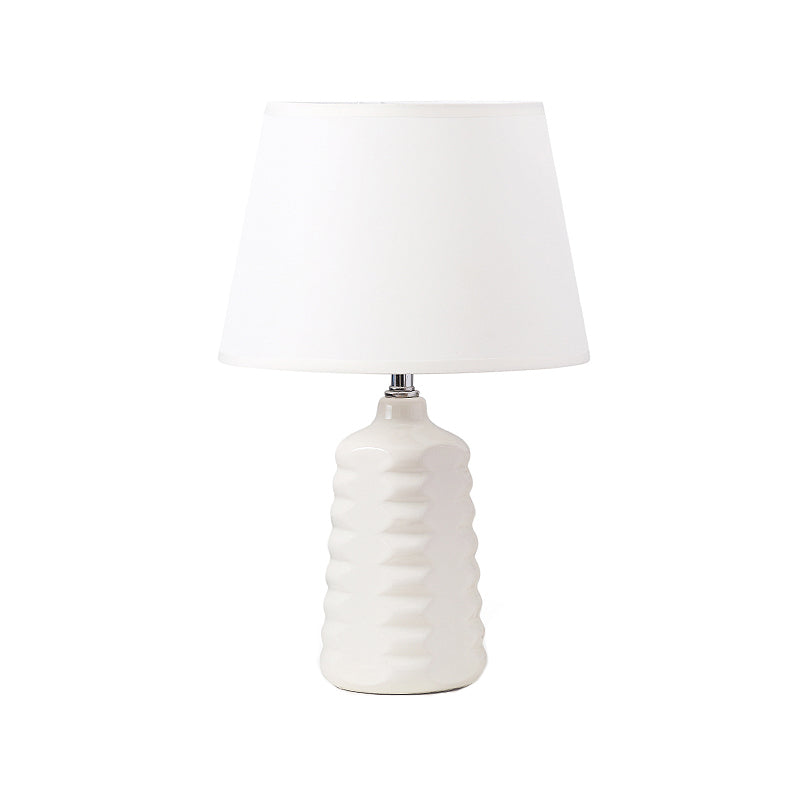 Cone Nightstand Lighting Simplicity Fabric 1 Bulb Living Room Table Light with White Ceramic Base Clearhalo 'Lamps' 'Table Lamps' Lighting' 733429