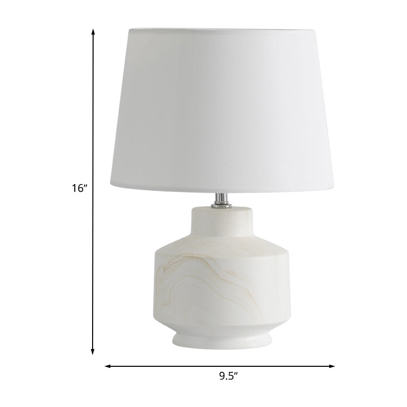 Conical Fabric Night Lighting Simplicity 1 Head White Finish Table Lamp with Ceramic Base Clearhalo 'Lamps' 'Table Lamps' Lighting' 733467