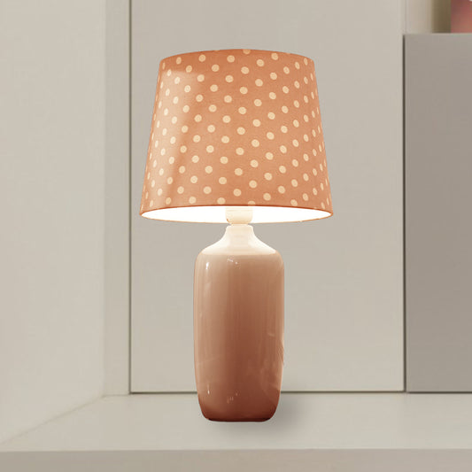 1 Head Bedroom Night Table Light Modernism Pink/Blue/Green Finish Nightstand Lighting with Tapered Fabric Shade Clearhalo 'Lamps' 'Table Lamps' Lighting' 733480