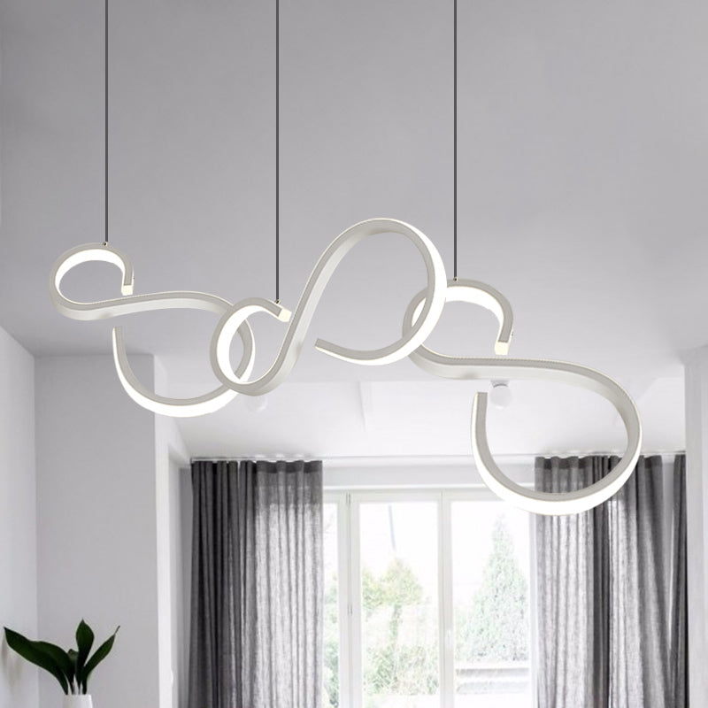 Twisted Acrylic Pendant Lighting Simplicity 31.5"/43" Wide LED Living Room Hanging Ceiling Light in White White 43" Clearhalo 'Ceiling Lights' 'Modern Pendants' 'Modern' 'Pendant Lights' 'Pendants' Lighting' 733542