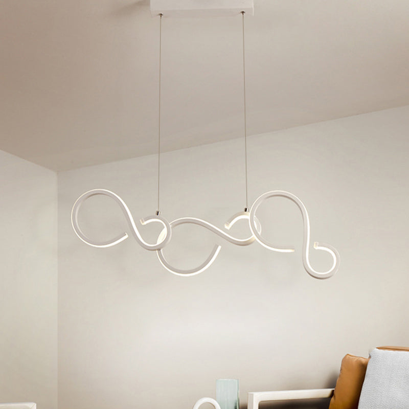 Twisted Acrylic Pendant Lighting Simplicity 31.5"/43" Wide LED Living Room Hanging Ceiling Light in White Clearhalo 'Ceiling Lights' 'Modern Pendants' 'Modern' 'Pendant Lights' 'Pendants' Lighting' 733543