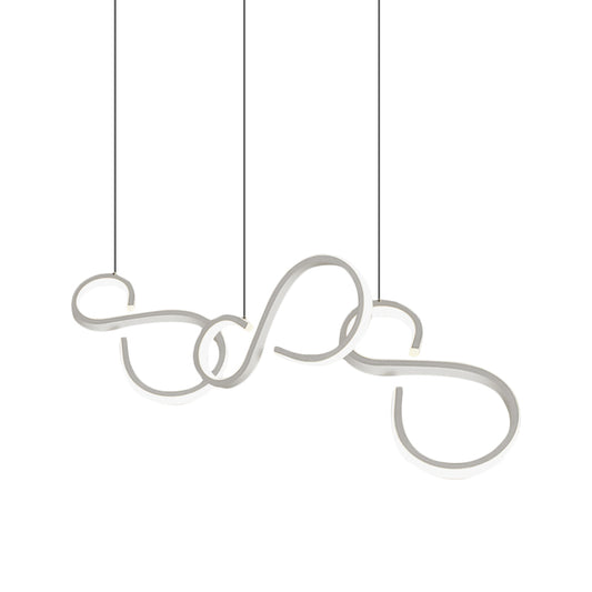 Twisted Acrylic Pendant Lighting Simplicity 31.5"/43" Wide LED Living Room Hanging Ceiling Light in White Clearhalo 'Ceiling Lights' 'Modern Pendants' 'Modern' 'Pendant Lights' 'Pendants' Lighting' 733545