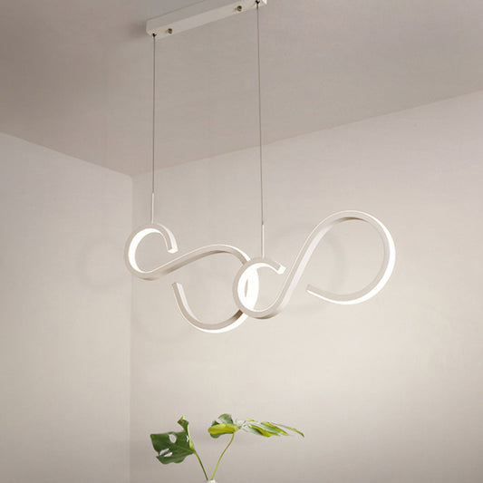 Twisted Acrylic Pendant Lighting Simplicity 31.5"/43" Wide LED Living Room Hanging Ceiling Light in White Clearhalo 'Ceiling Lights' 'Modern Pendants' 'Modern' 'Pendant Lights' 'Pendants' Lighting' 733548