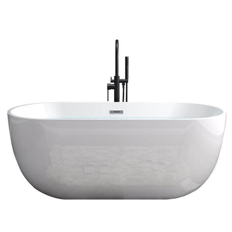 Acrylic Freestanding Bath Back to Wall Modern Oval White Bathtub Clearhalo 'Bathroom Remodel & Bathroom Fixtures' 'Bathtubs' 'Home Improvement' 'home_improvement' 'home_improvement_bathtubs' 'Showers & Bathtubs' 7335700