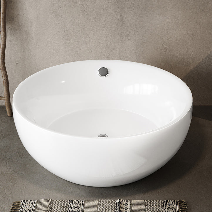 Soaking Antique Finish Round Bathtub Stand Alone Modern Bath Tub White Tub Clearhalo 'Bathroom Remodel & Bathroom Fixtures' 'Bathtubs' 'Home Improvement' 'home_improvement' 'home_improvement_bathtubs' 'Showers & Bathtubs' 7335757