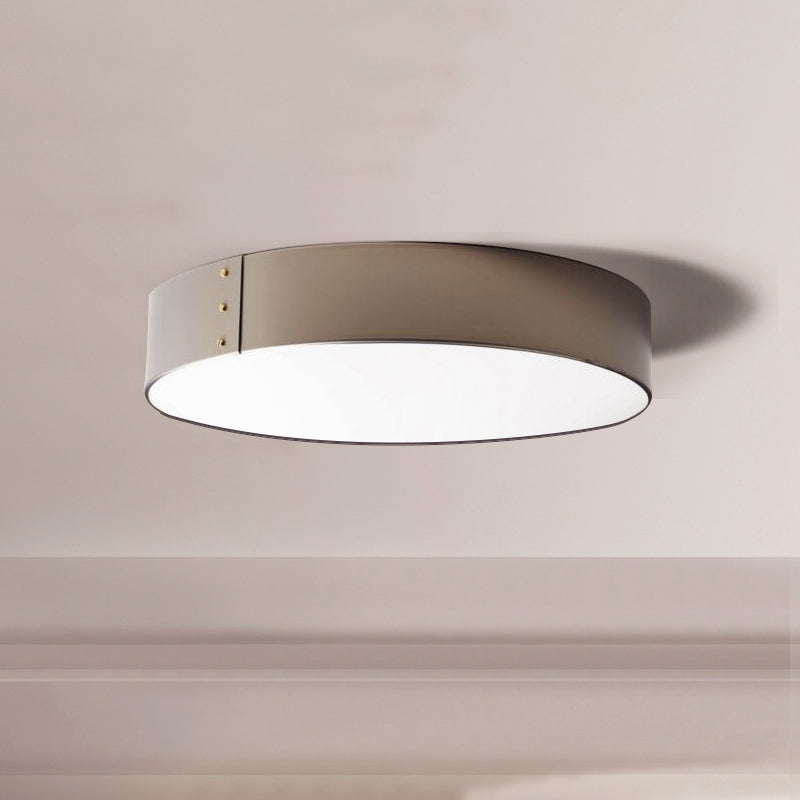 12"/16" Wide Drum Flushmount Minimalist Acrylic LED Grey Finish Flush Mount Ceiling Fixture for Bedroom in Warm/White Light Grey Clearhalo 'Ceiling Lights' 'Close To Ceiling Lights' 'Close to ceiling' 'Flush mount' Lighting' 733593