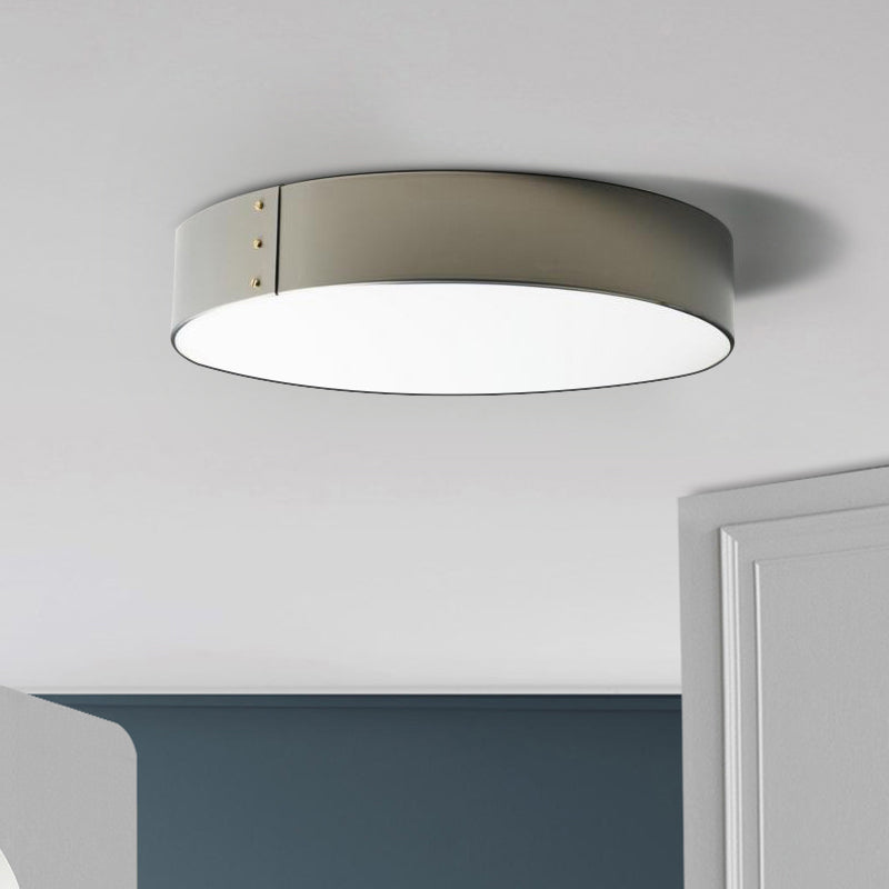 12"/16" Wide Drum Flushmount Minimalist Acrylic LED Grey Finish Flush Mount Ceiling Fixture for Bedroom in Warm/White Light Clearhalo 'Ceiling Lights' 'Close To Ceiling Lights' 'Close to ceiling' 'Flush mount' Lighting' 733594