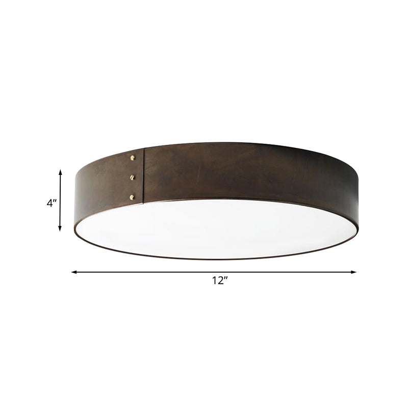 12"/16" Wide Drum Flushmount Minimalist Acrylic LED Grey Finish Flush Mount Ceiling Fixture for Bedroom in Warm/White Light Clearhalo 'Ceiling Lights' 'Close To Ceiling Lights' 'Close to ceiling' 'Flush mount' Lighting' 733597