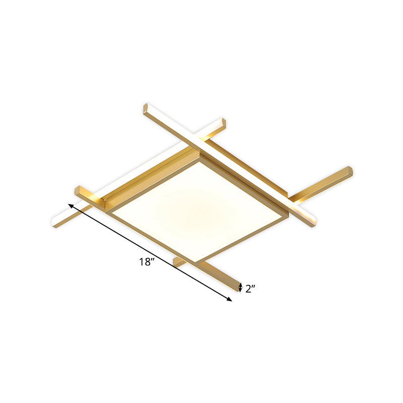 Square Flush Light Fixture Nordic Acrylic 18"/23" Wide LED Bedroom Close to Ceiling Lamp in Gold, Warm/White Light Clearhalo 'Ceiling Lights' 'Close To Ceiling Lights' 'Close to ceiling' 'Flush mount' Lighting' 733603