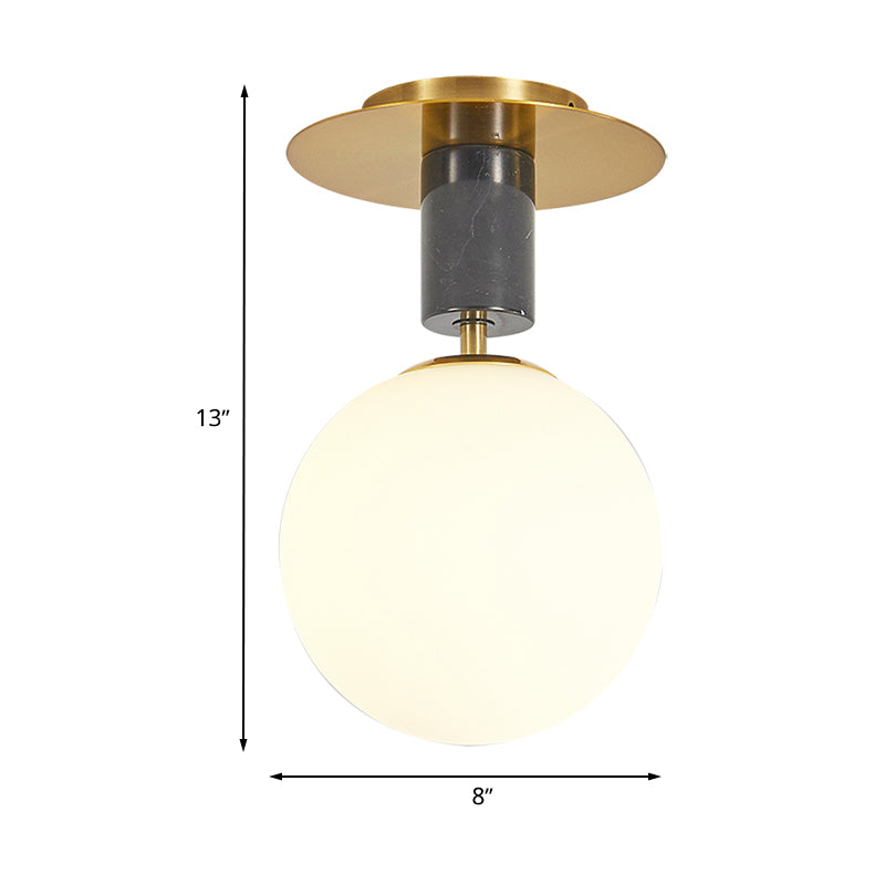 Frosted Glass Spherical Flush Mount Lighting Minimalist 1/2-Light Ceiling Mounted Fixture in Gold for Bedroom Clearhalo 'Ceiling Lights' 'Close To Ceiling Lights' 'Close to ceiling' 'Flush mount' Lighting' 733618