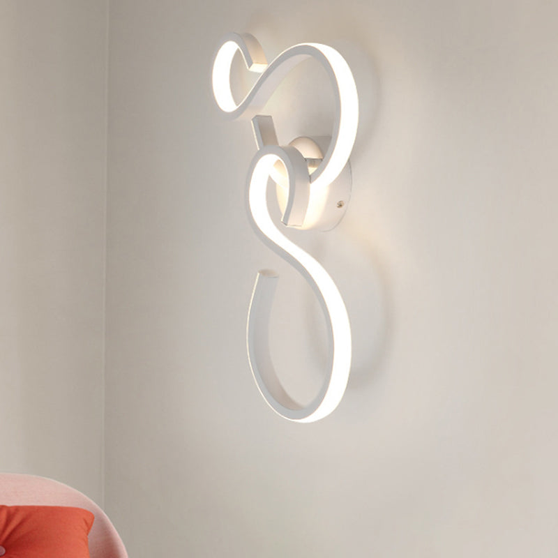 17"/27.5" H Spiral Living Room Wall Sconce Light Acrylic LED Modern Wall Lighting Fixture in White Clearhalo 'Modern wall lights' 'Modern' 'Wall Lamps & Sconces' 'Wall Lights' Lighting' 733645