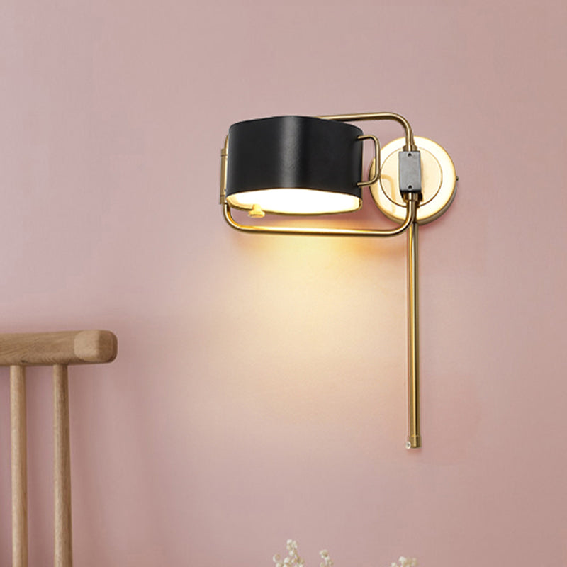 Drum Wall Sconce Lighting Contemporary Acrylic LED Black Finish Wall Light Fixture for Bedroom Clearhalo 'Modern wall lights' 'Modern' 'Wall Lamps & Sconces' 'Wall Lights' Lighting' 733655