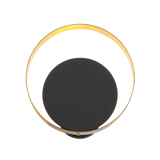 Circular Wall Mount Light Minimal Acrylic LED Bedroom Sconce in Black with Pull Chain Clearhalo 'Modern wall lights' 'Modern' 'Wall Lamps & Sconces' 'Wall Lights' Lighting' 733661