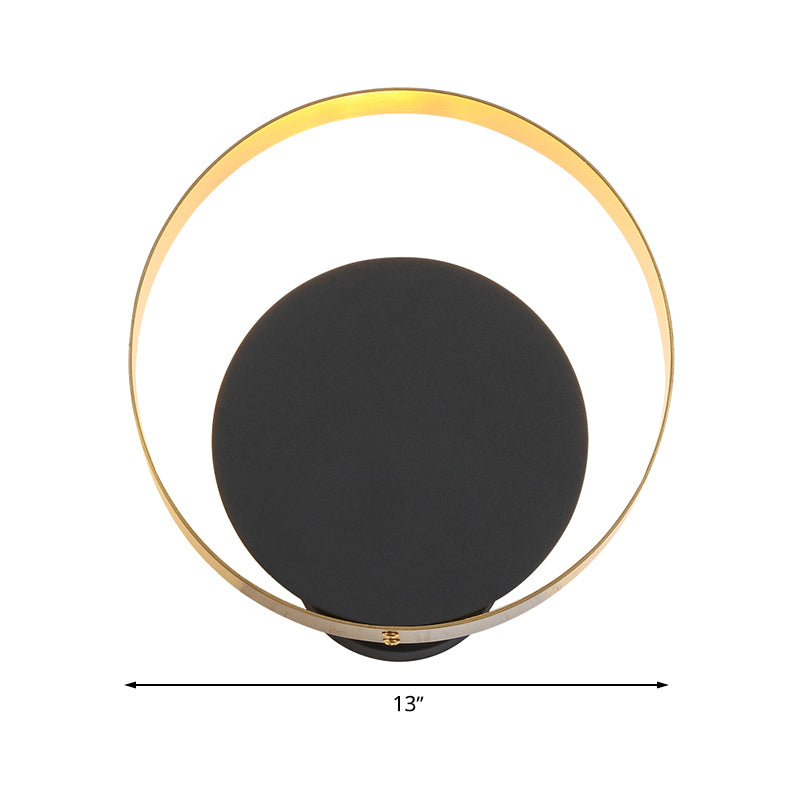Circular Wall Mount Light Minimal Acrylic LED Bedroom Sconce in Black with Pull Chain Clearhalo 'Modern wall lights' 'Modern' 'Wall Lamps & Sconces' 'Wall Lights' Lighting' 733662