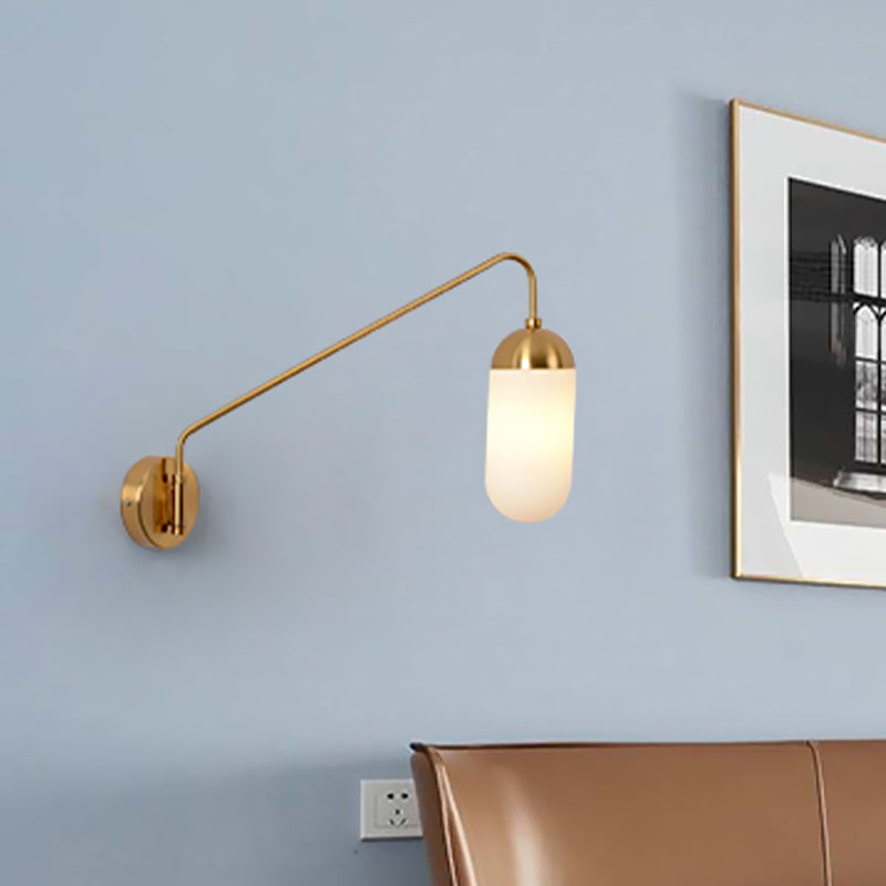 Nordic Tablet Frosted Glass Wall Sconce Lighting 1 Head Wall Light Fixture in Brass for Bedroom Clearhalo 'Cast Iron' 'Glass' 'Industrial' 'Modern wall lights' 'Modern' 'Tiffany' 'Traditional wall lights' 'Wall Lamps & Sconces' 'Wall Lights' Lighting' 733679