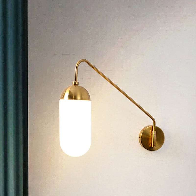 Nordic Tablet Frosted Glass Wall Sconce Lighting 1 Head Wall Light Fixture in Brass for Bedroom Clearhalo 'Cast Iron' 'Glass' 'Industrial' 'Modern wall lights' 'Modern' 'Tiffany' 'Traditional wall lights' 'Wall Lamps & Sconces' 'Wall Lights' Lighting' 733680