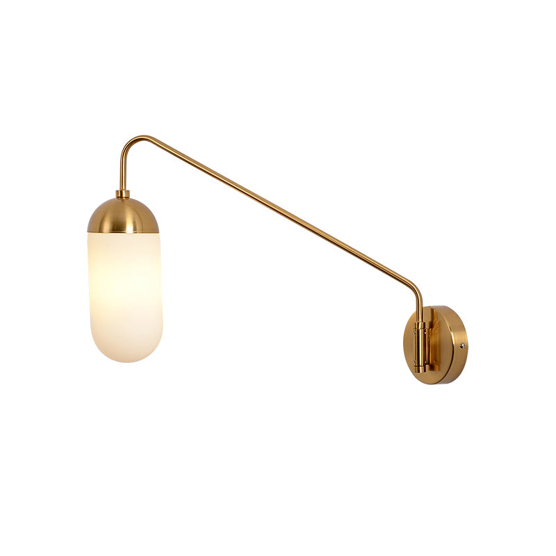 Nordic Tablet Frosted Glass Wall Sconce Lighting 1 Head Wall Light Fixture in Brass for Bedroom Clearhalo 'Cast Iron' 'Glass' 'Industrial' 'Modern wall lights' 'Modern' 'Tiffany' 'Traditional wall lights' 'Wall Lamps & Sconces' 'Wall Lights' Lighting' 733681