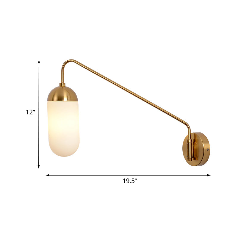 Nordic Tablet Frosted Glass Wall Sconce Lighting 1 Head Wall Light Fixture in Brass for Bedroom Clearhalo 'Cast Iron' 'Glass' 'Industrial' 'Modern wall lights' 'Modern' 'Tiffany' 'Traditional wall lights' 'Wall Lamps & Sconces' 'Wall Lights' Lighting' 733682