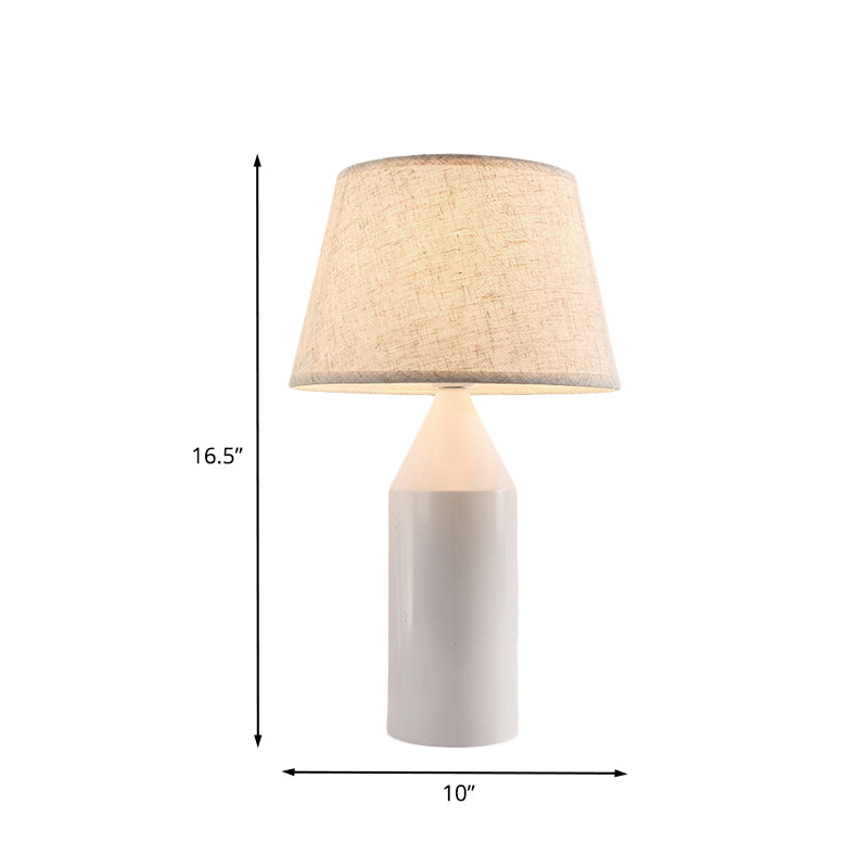 Pencil Metallic Night Table Light Modern 1-Head White Fabric Reading Lamp for Bedroom Clearhalo 'Lamps' 'Table Lamps' Lighting' 733712