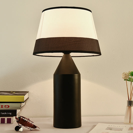 Modernism Pencil Shape Desk Light Metal 1-Bulb Bedside Fabric Nightstand Lamp in Black Black Clearhalo 'Lamps' 'Table Lamps' Lighting' 733713