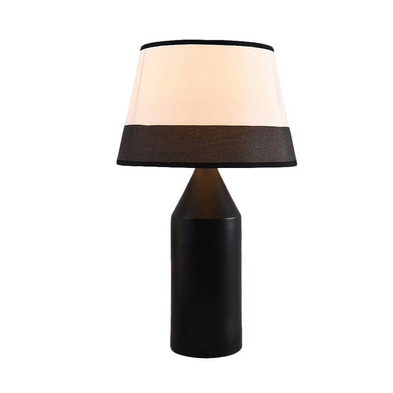 Modernism Pencil Shape Desk Light Metal 1-Bulb Bedside Fabric Nightstand Lamp in Black Clearhalo 'Lamps' 'Table Lamps' Lighting' 733715