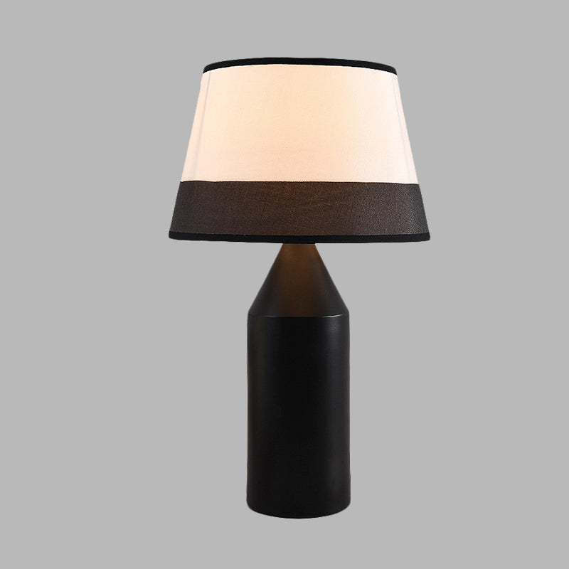 Modernism Pencil Shape Desk Light Metal 1-Bulb Bedside Fabric Nightstand Lamp in Black Clearhalo 'Lamps' 'Table Lamps' Lighting' 733716
