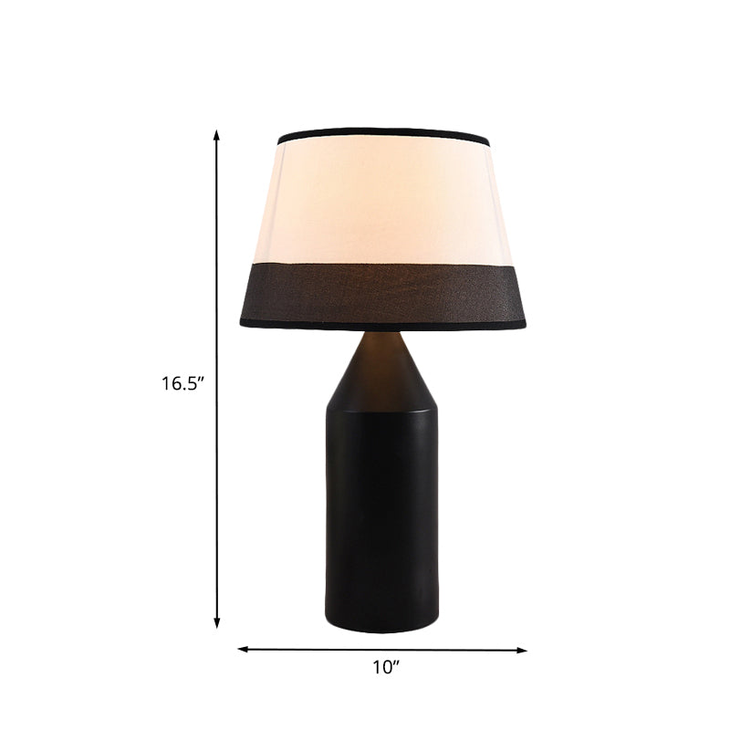 Modernism Pencil Shape Desk Light Metal 1-Bulb Bedside Fabric Nightstand Lamp in Black Clearhalo 'Lamps' 'Table Lamps' Lighting' 733717