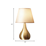 Metallic Urn-Shape Table Light Simplicity 1-Light Brass Finish Nightstand Lamp with Barrel Fabric Shade Clearhalo 'Lamps' 'Table Lamps' Lighting' 733722