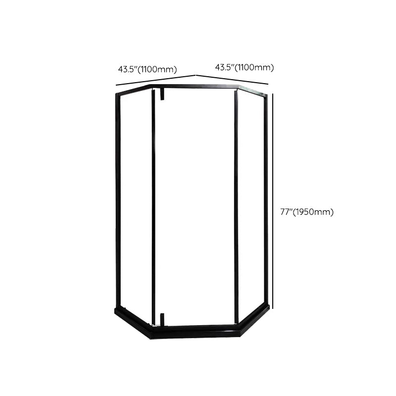 Transparent Diamond Shape Glass Shower Bath Door Metal Black Framed Shower Door Clearhalo 'Bathroom Remodel & Bathroom Fixtures' 'Home Improvement' 'home_improvement' 'home_improvement_shower_tub_doors' 'Shower and Tub Doors' 'shower_tub_doors' 'Showers & Bathtubs' 7337634