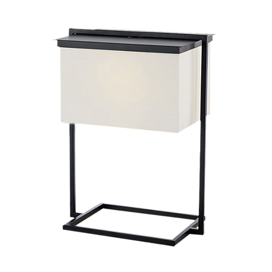 Metal Rectangle Frame Desk Light Minimalist 1-Head Black and White Fabric Night Table Lamp Clearhalo 'Lamps' 'Table Lamps' Lighting' 733780