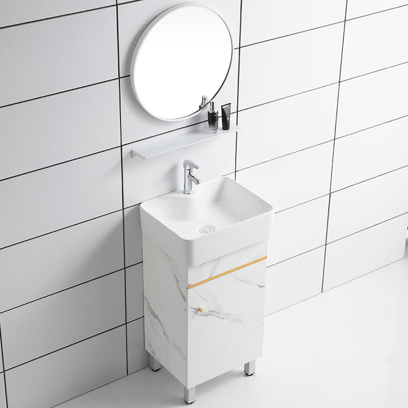 Modern Single Sink Bathroom Vanity White Ceramic Top Rectangular Vanity Set Clearhalo 'Bathroom Remodel & Bathroom Fixtures' 'Bathroom Vanities' 'bathroom_vanities' 'Home Improvement' 'home_improvement' 'home_improvement_bathroom_vanities' 7338019