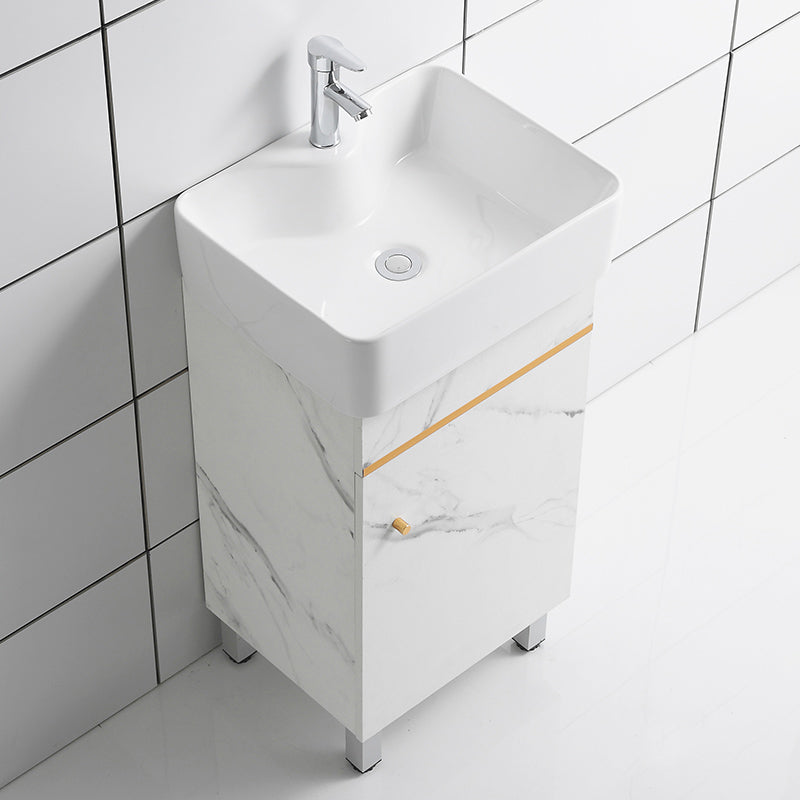 Modern Single Sink Bathroom Vanity White Ceramic Top Rectangular Vanity Set Clearhalo 'Bathroom Remodel & Bathroom Fixtures' 'Bathroom Vanities' 'bathroom_vanities' 'Home Improvement' 'home_improvement' 'home_improvement_bathroom_vanities' 7338021