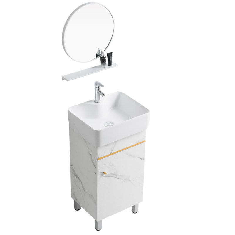 Modern Single Sink Bathroom Vanity White Ceramic Top Rectangular Vanity Set Clearhalo 'Bathroom Remodel & Bathroom Fixtures' 'Bathroom Vanities' 'bathroom_vanities' 'Home Improvement' 'home_improvement' 'home_improvement_bathroom_vanities' 7338027