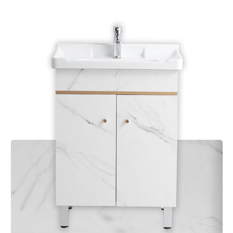 Modern Single Sink Bathroom Vanity White Ceramic Top Rectangular Vanity Set Clearhalo 'Bathroom Remodel & Bathroom Fixtures' 'Bathroom Vanities' 'bathroom_vanities' 'Home Improvement' 'home_improvement' 'home_improvement_bathroom_vanities' 7338030