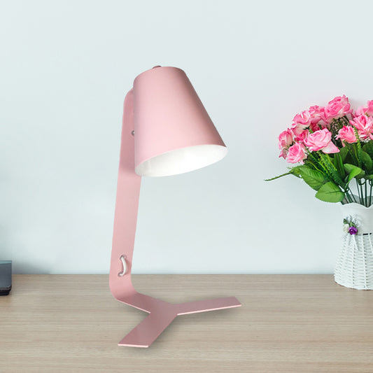 Pink Finish Bell Reading Light Contemporary LED Metallic Night Table Lamp with Plug In Cord Pink Clearhalo 'Lamps' 'Table Lamps' Lighting' 733808