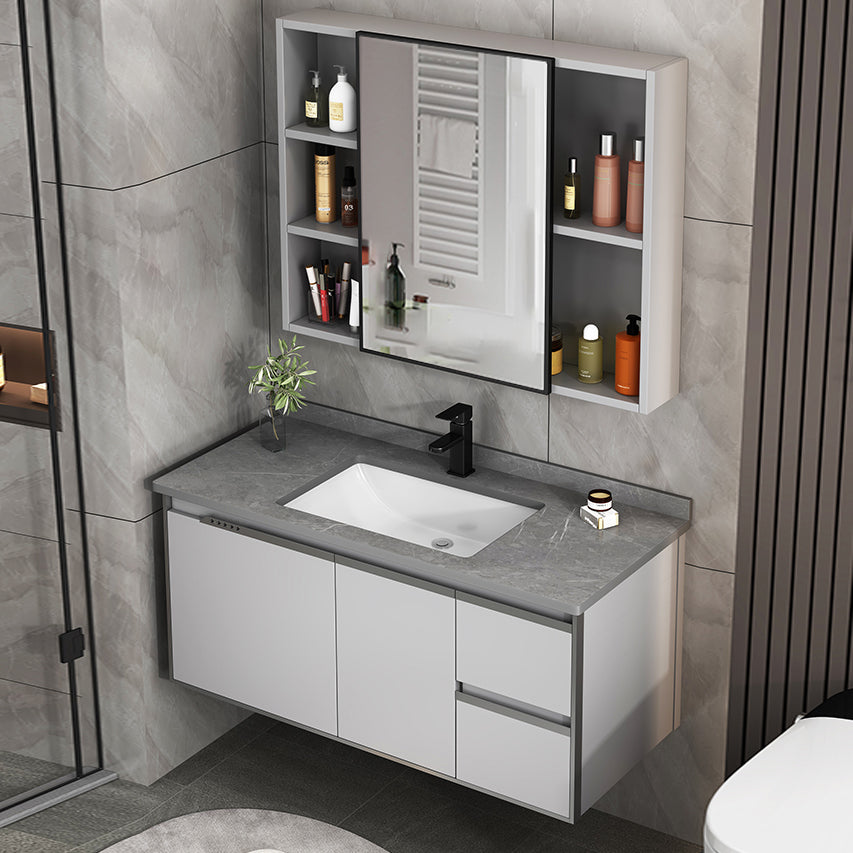 Modern Bathroom Vanity Set Wall Mount Stone Bathroom Sink Vanity with Mirror Clearhalo 'Bathroom Remodel & Bathroom Fixtures' 'Bathroom Vanities' 'bathroom_vanities' 'Home Improvement' 'home_improvement' 'home_improvement_bathroom_vanities' 7338095