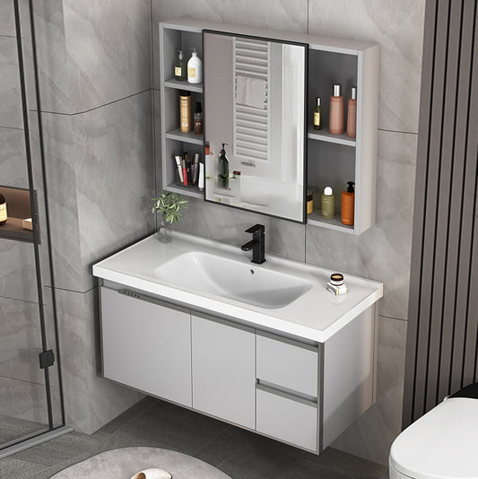 Modern Bathroom Vanity Set Wall Mount Stone Bathroom Sink Vanity with Mirror Clearhalo 'Bathroom Remodel & Bathroom Fixtures' 'Bathroom Vanities' 'bathroom_vanities' 'Home Improvement' 'home_improvement' 'home_improvement_bathroom_vanities' 7338098