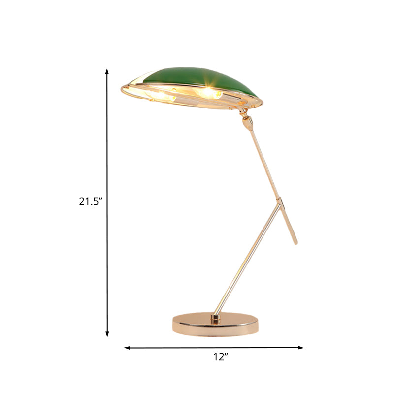 Metal Flat Dome Reading Book Light Modern 2-Bulb Green Table Lamp with Plug In Cord Clearhalo 'Lamps' 'Table Lamps' Lighting' 733827