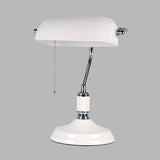 Classical Half Cylinder Night Table Light White Glass 1-Light Bedside Pull Chain Desk Lamp Clearhalo 'Lamps' 'Table Lamps' Lighting' 733841