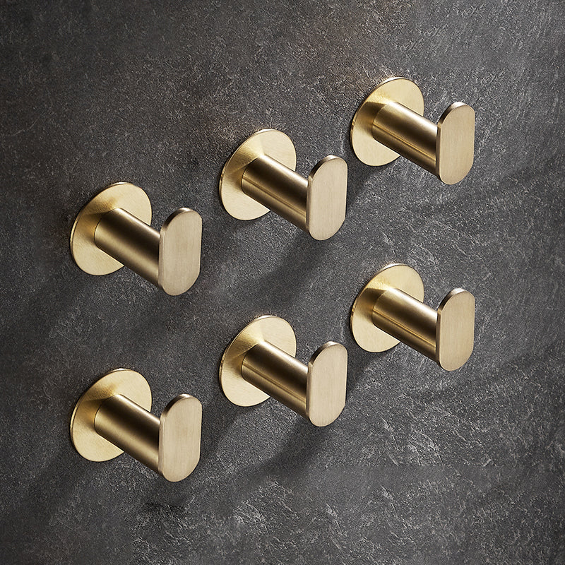 10-Piece Modern Bathroom Accessory Set, Polished Gold, Robe Hooks 6 Piece Set Towel/Robe Hook (Round) Clearhalo 'Bathroom Hardware Sets' 'Bathroom Hardware' 'Bathroom Remodel & Bathroom Fixtures' 'bathroom_hardware_sets' 'Home Improvement' 'home_improvement' 'home_improvement_bathroom_hardware_sets' 7338655