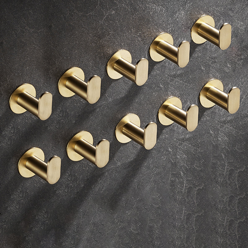 10-Piece Modern Bathroom Accessory Set, Polished Gold, Robe Hooks 10 Piece Set Towel/Robe Hook (Round) Clearhalo 'Bathroom Hardware Sets' 'Bathroom Hardware' 'Bathroom Remodel & Bathroom Fixtures' 'bathroom_hardware_sets' 'Home Improvement' 'home_improvement' 'home_improvement_bathroom_hardware_sets' 7338658