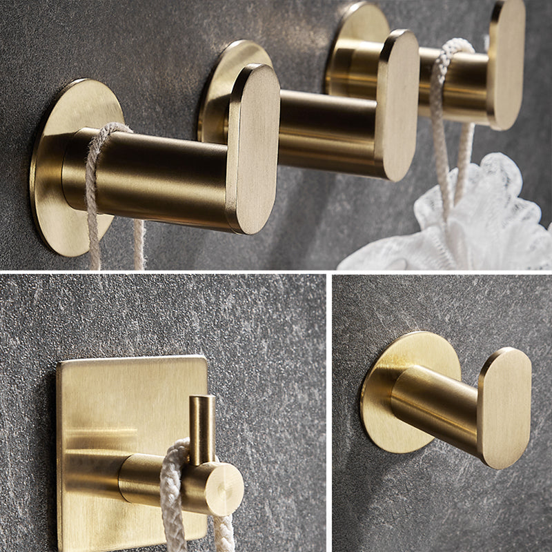 10-Piece Modern Bathroom Accessory Set, Polished Gold, Robe Hooks Clearhalo 'Bathroom Hardware Sets' 'Bathroom Hardware' 'Bathroom Remodel & Bathroom Fixtures' 'bathroom_hardware_sets' 'Home Improvement' 'home_improvement' 'home_improvement_bathroom_hardware_sets' 7338664